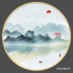 圆形山水画