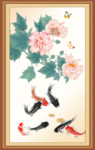 牡丹鲤鱼图