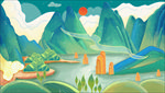 风景手绘插画