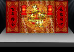 中国红婚庆舞台背景墙