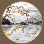 新中式圆形装饰画