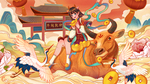 2021牛年海报牛年展板背景墙