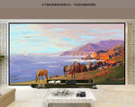 新中式油画风景山水画意境山水画