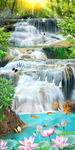 瀑布小溪风景画流水生财玄关