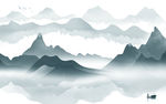 中式意境山水背景 tif分层