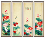 荷花九鱼图