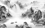 背景墙唯美新山水画 tif分层