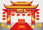 矢量高端国潮风中秋节门头美陈