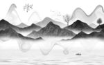 唯美山水灰色框画 TIF分层