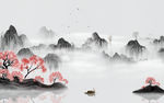 现代山水灰色框画 TIF分层