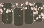 梅花桃花中式电视背景墙