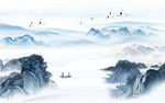 中式 背景墙山水 tif分层