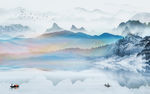 中式轻奢山水背景 TIF分层