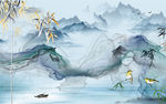 线条山水客厅背景 TIF分层