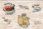 粤式茶点餐厅壁画