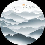 圆形山水装饰画
