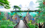 3D立体中式沙发背景墙