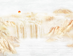 新中式流水生财大理石纹背景墙