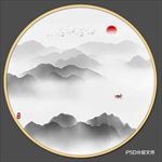 圆形山水画