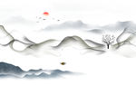 中式水墨山水画