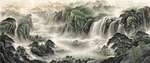 新中式山水画国画沙发背景墙
