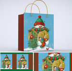 圣诞节雪人纸袋礼品袋设计展开图