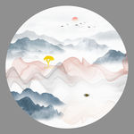 圆形山水画