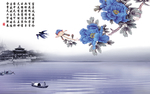 牡丹花背景墙