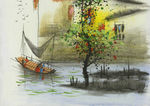 江南水乡油画