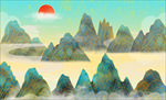 国潮山水装饰画