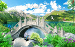 山水风景流水生静云清风电视背景