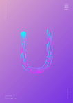 创意字母U渐变海报艺术