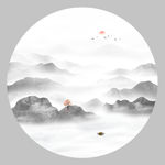 圆形山水画