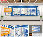 蓝色简约商务企业文化墙宣传栏