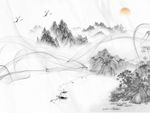 水墨意境烟雾抽象山水石纹背景