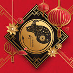 2021牛年海报灯笼礼盒