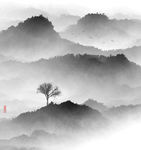 新中式水墨山水画