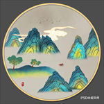意境圆形山水画