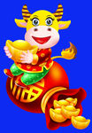 卡通牛牛年牛年门画牛年门贴