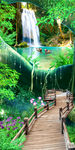 瀑布自然风光3D风景画玄关背景