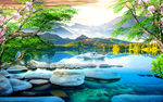 流水生财背景墙