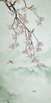中式花鸟工笔画玄关