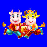 卡通牛牛年门画牛年门贴