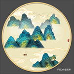 圆形山水画
