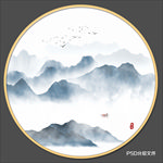 圆形山水画
