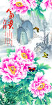 花开富贵大气花鸟国画玄关