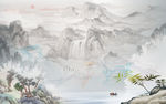 中式 客厅大气山水 tif分层