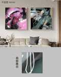 现代简约抽象油画线条装饰画