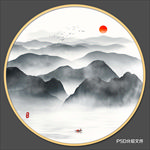 圆形山水画
