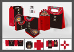 民族风红黑包装及logo设计